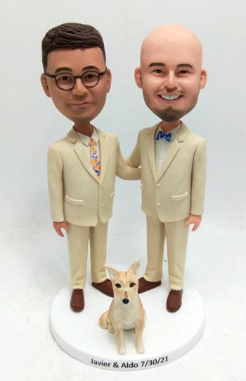 Custom gay bobblehead cake topper