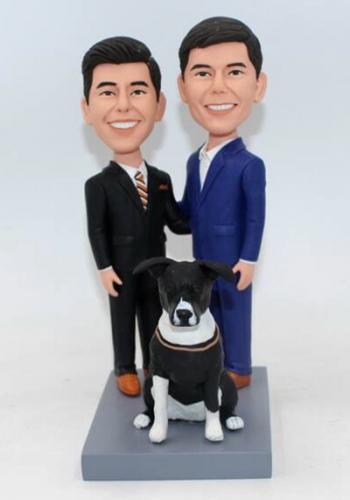 Same sex gay wedding bobbleheads cake toppers