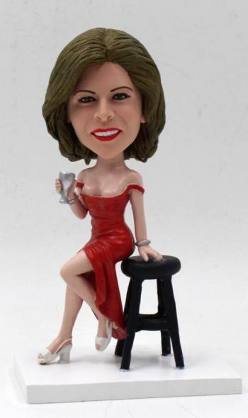 Lady sitting on the chair- Custom Bobblehead