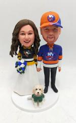 Custom wedding cake topper with sports jerseys