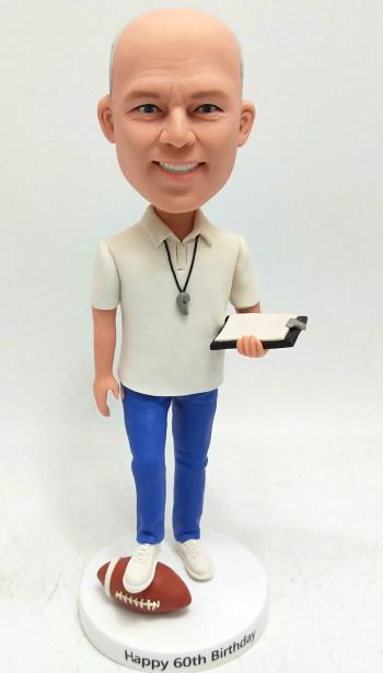 Custom rugby coach bobblehead