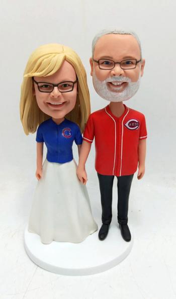 Custom 50th wedding anniversary bobbleheads gift old couple