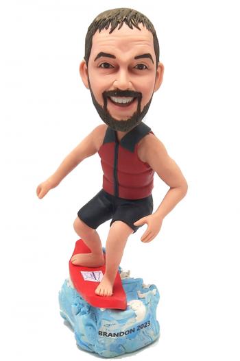 Surfing custom bobblehead doll made from photos