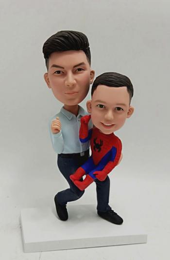 Bobbleheads-Father and child Spider superhero