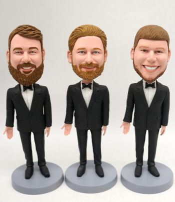 Funny groomsmen gift custom bobbleheads set of 3