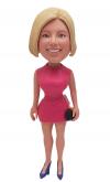Custom Glamorous Woman Bobblehead in Party Dress – Personalized Birthday Gift for Her