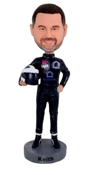 Custom race car bobblehead