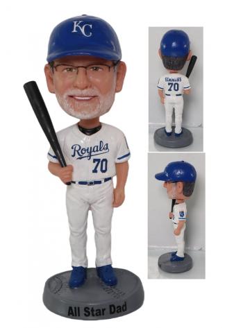 Custom Baseball Player Bobblehead with Bat – Personalized Christmas Dad Gift
